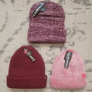 Adidas Women's Knit Beanie Set - Maroon and Red